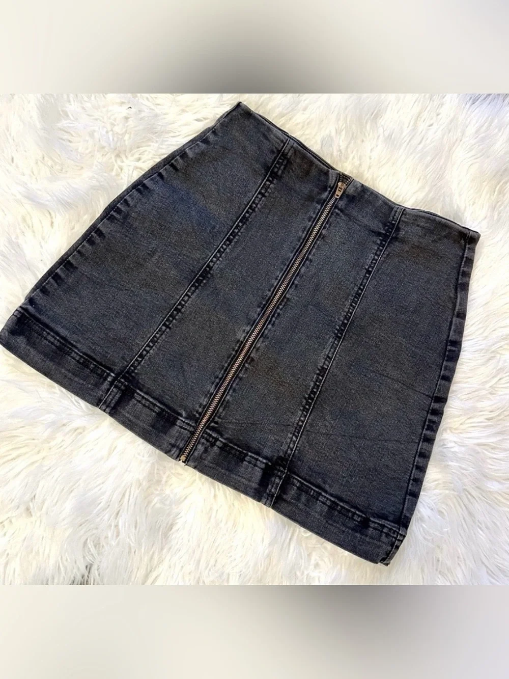 BDG Stone Washed Black Zip Up Jean Skirt